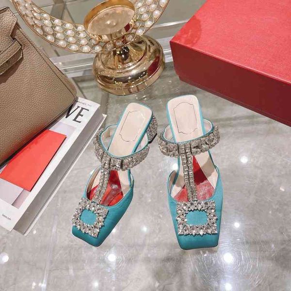 slippers gaoding summer european and american square buckle high-heeled slippers women's silk face thick heel muller baotou, Black
slippers gaoding summer european and american square buckle high-heeled slippers women's silk face thick heel muller baotou, Black