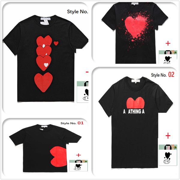 

luxurys t-shirt european women men t-shirts tee high-quality short-sleeved japanese cotton embroidered red heart big love print smiley face, White;black
