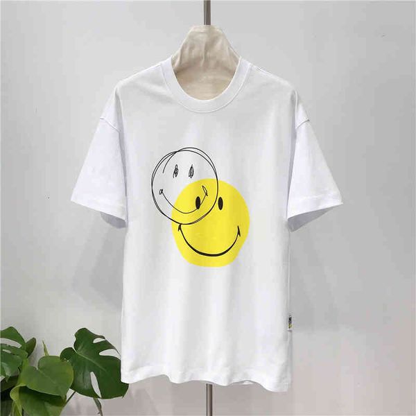 women's tshirt d xinjiang cotton mo family co branded glitter powder printed smiling face tshirt loose casual short sleeve, White
women's tshirt d xinjiang cotton mo family co branded glitter powder printed smiling face tshirt loose casual short sleeve, White