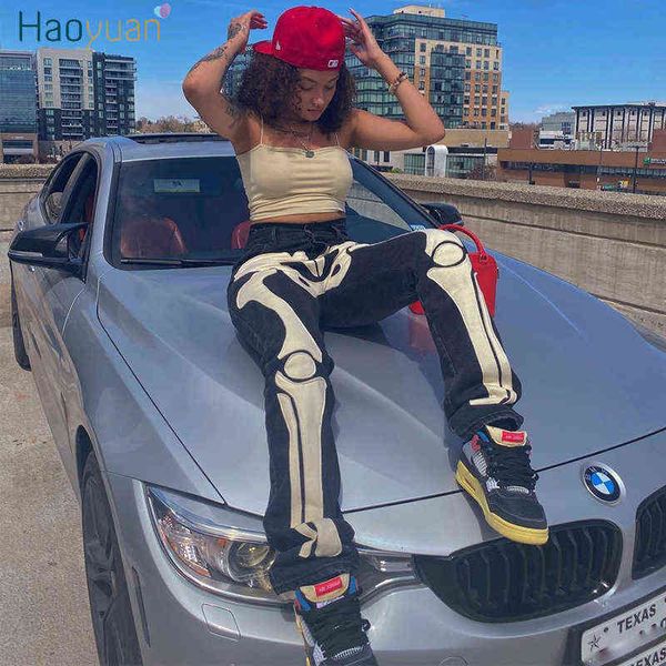 haoyuan skeleton patterned low rise jeans streetwear women black denim trousers cyber y2k goth cargo pants fall 2021 t220728, Blue
haoyuan skeleton patterned low rise jeans streetwear women black denim trousers cyber y2k goth cargo pants fall 2021 t220728, Blue