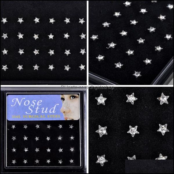 nose rings studs body jewelry star piercing ring stainless steel 24pcs/pack colorf rhinestone earrings drop delivery 2021 isaly, Silver
nose rings studs body jewelry star piercing ring stainless steel 24pcs/pack colorf rhinestone earrings drop delivery 2021 isaly, Silver