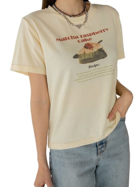 dazy cake & letter graphic tee q22l#, White