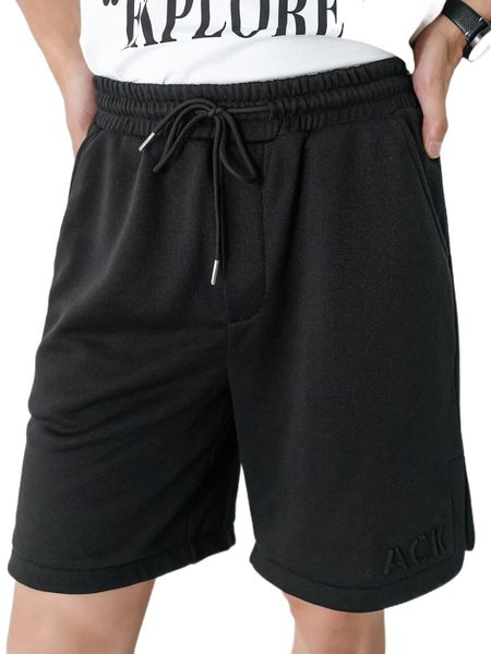 dazy men letter pattern drawstring waist shorts b25h#, White;black