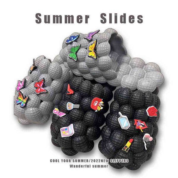 slipper men's slippers bubble shoes slides with charms designer eva sandals men women fashion message close toe mules 0729, Black
slipper men's slippers bubble shoes slides with charms designer eva sandals men women fashion message close toe mules 0729, Black