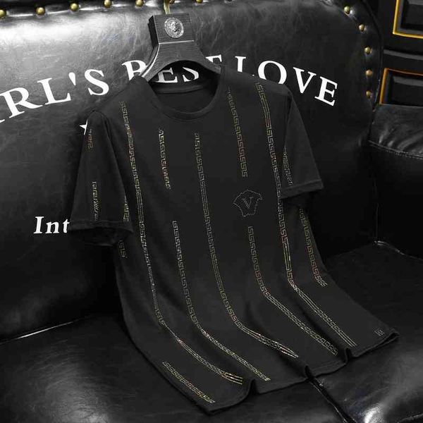 2022 summer new korean men's fashion mercerized cotton diamond short sleeve t-shirt streetwear women's clothing summer 50% off, White;black
2022 summer new korean men's fashion mercerized cotton diamond short sleeve t-shirt streetwear women's clothing summer 50% off, White;black