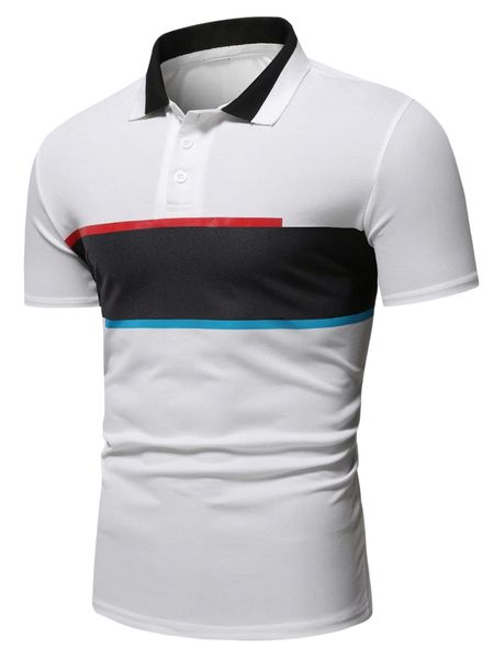 men contrast panel polo shirt c5fx#, White;black 
men contrast panel polo shirt c5fx#, White;black
