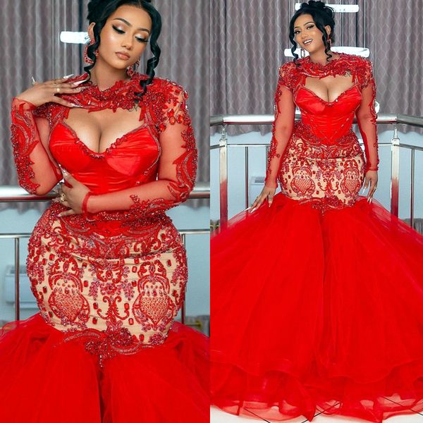 2022 plus size arabic aso ebi red mermaid luxurious prom dresses beaded crystals lace evening formal party second reception birthday engagem, Black
2022 plus size arabic aso ebi red mermaid luxurious prom dresses beaded crystals lace evening formal party second reception birthday engagem, Black