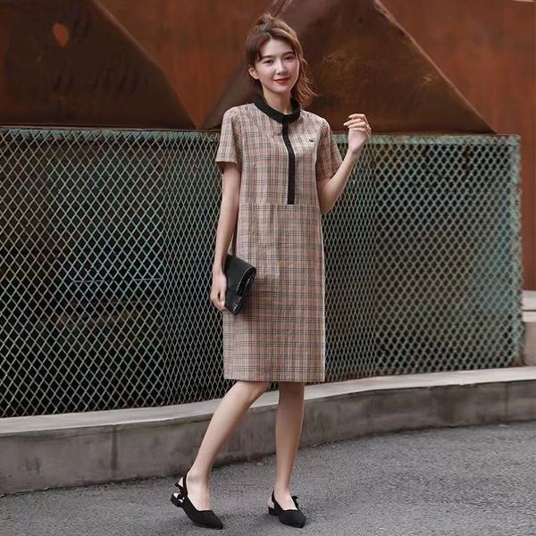 women casual dresses designer classic dress fashion letter pattern summer short sleeve womens clothing vintage long-skirt blouse, Black;gray
women casual dresses designer classic dress fashion letter pattern summer short sleeve womens clothing vintage long-skirt blouse, Black;gray