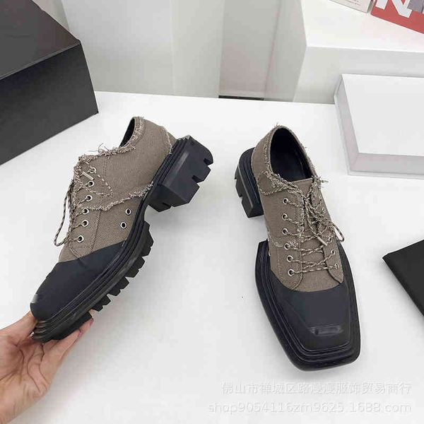 dress shoes thick soled leffer shoes neutral style square head canvas lace single men's and women's derby, Black
dress shoes thick soled leffer shoes neutral style square head canvas lace single men's and women's derby, Black