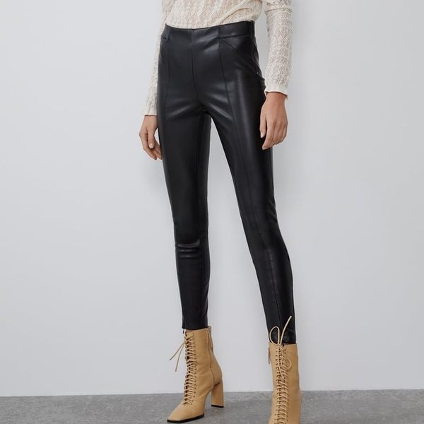 agong mid waisted pant fashion slim pu leather trouser elegant zipper skinny calf length pants female ladies jg y200418, Black;white
agong mid waisted pant fashion slim pu leather trouser elegant zipper skinny calf length pants female ladies jg y200418, Black;white