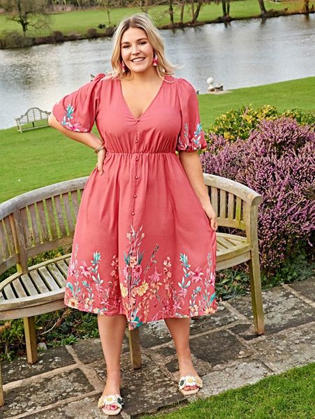 plus floral print puff sleeve dress c8l7#, Black
plus floral print puff sleeve dress c8l7#, Black