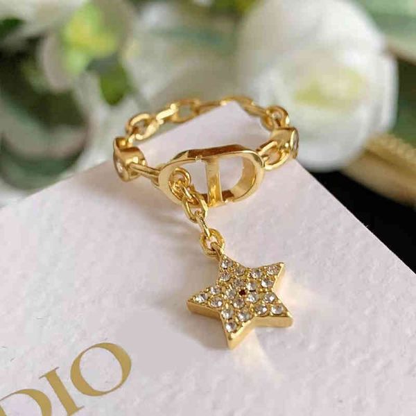 new style daughter star women's ring net red same chain ring hollow diamond ring, Silver
new style daughter star women's ring net red same chain ring hollow diamond ring, Silver