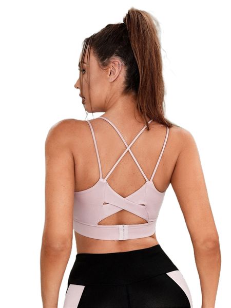 cut out crisscross back sports bra 75va#, Gray 
cut out crisscross back sports bra 75va#, Gray
