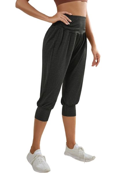 breathable softness capri sports pants k2ev#, Gray