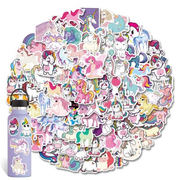 

100pcs lot cartoon unicorn cute anime stickers for kids diy water bottle lapdiy luggage skateboard phone pencil case notebook decals