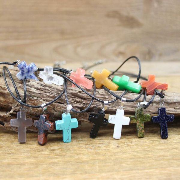natural crystal cross shape stone pendant healing quartz turquoise sodalite obsidian colorful gemstone necklace women jewelry, Silver
natural crystal cross shape stone pendant healing quartz turquoise sodalite obsidian colorful gemstone necklace women jewelry, Silver