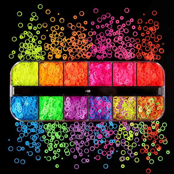 12 grids fluorescence hollow circle sequins neon round nail art glitter flakes 3d diy colorful slice nail art decorations y220408, Black
12 grids fluorescence hollow circle sequins neon round nail art glitter flakes 3d diy colorful slice nail art decorations y220408, Black