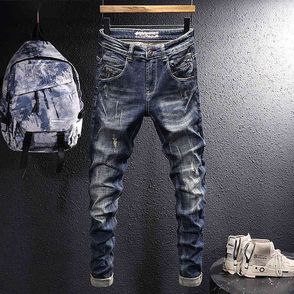 men's jeans street fashion men's jeans worn blue black water washed holes stitched micro elastic slim fit pants yn2e
men's jeans street fashion men's jeans worn blue black water washed holes stitched micro elastic slim fit pants yn2e