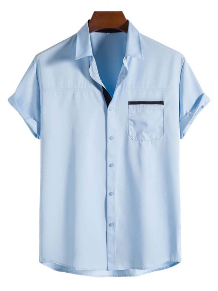 men one pocket front shirt a2f1#, White;black
