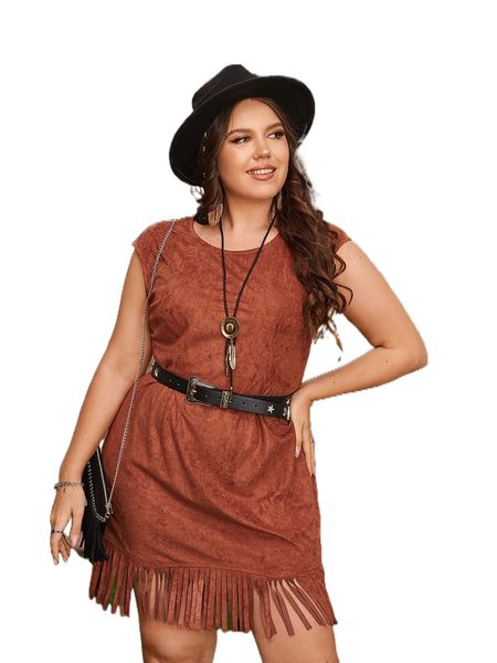 plus fringe hem batwing sleeve dress without belt w8o3#, Black 
plus fringe hem batwing sleeve dress without belt w8o3#, Black