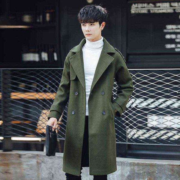 men's wool & blends autumn winter 2021 blend coat windbreaker mid-length trench korean slim woolen british overcoat wind-jacket t220810, Black
men's wool & blends autumn winter 2021 blend coat windbreaker mid-length trench korean slim woolen british overcoat wind-jacket t220810, Black