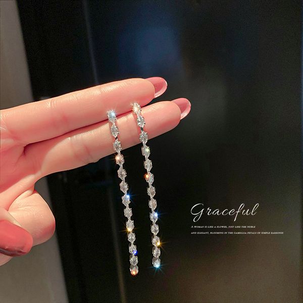 925 silver needle korean stylish and simple personality trendy earrings zircon tassel earrings online influencer refined design eardrop, Golden
925 silver needle korean stylish and simple personality trendy earrings zircon tassel earrings online influencer refined design eardrop, Golden