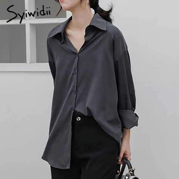 shirt and blouse women office lady korean fashion black gray fall spring plus size clothing solid harajuku 210415, White
shirt and blouse women office lady korean fashion black gray fall spring plus size clothing solid harajuku 210415, White