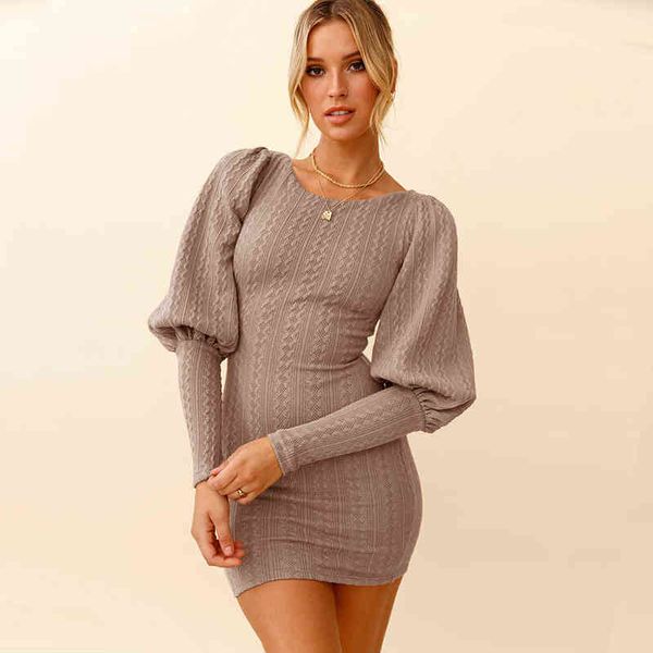 women office lady lantern sleeve knitted dress long sleeve o neck all-match casual mini party dress 2021 autumn fashion dress t220804, Black;gray
women office lady lantern sleeve knitted dress long sleeve o neck all-match casual mini party dress 2021 autumn fashion dress t220804, Black;gray