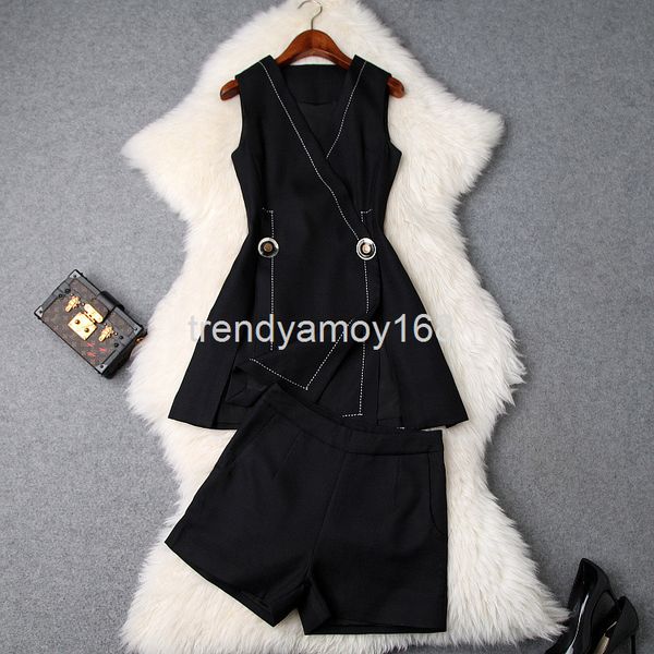 women's two piece pants spring and summer women's superimposed v-neck split middle long vest + wide leg shorts fashion suit t9563, White
women's two piece pants spring and summer women's superimposed v-neck split middle long vest + wide leg shorts fashion suit t9563, White