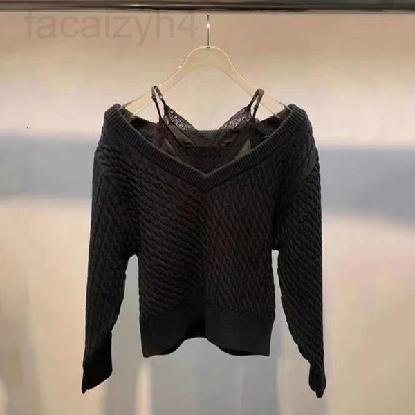 women's sweaters designer replenishment aw dawang family light luxury v-neck lace sling splicing twisted black sweater design sense kvc, White;black
women's sweaters designer replenishment aw dawang family light luxury v-neck lace sling splicing twisted black sweater design sense kvc, White;black