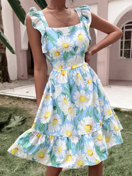 allover floral print tied backless ruffle hem dress n8ha#, Black;gray
allover floral print tied backless ruffle hem dress n8ha#, Black;gray