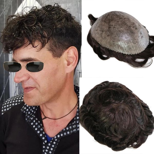 men's wigs human hair wave full durable skin pu toupee man capillary prosthesis hair unit replacement system hairs pieces wig for male, Black
men's wigs human hair wave full durable skin pu toupee man capillary prosthesis hair unit replacement system hairs pieces wig for male, Black