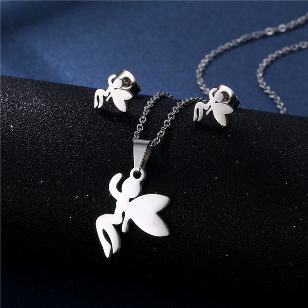 south american accessories elf angel necklace pendant fashion jewelry gifts for women girl stainless steel stud earrings set, Silver
south american accessories elf angel necklace pendant fashion jewelry gifts for women girl stainless steel stud earrings set, Silver