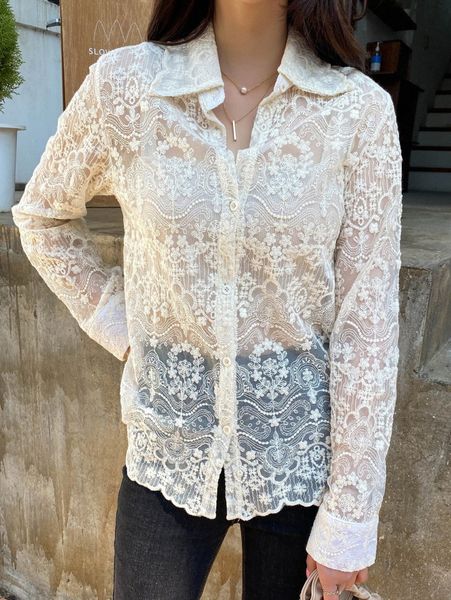 dazy button through lace shirt without cami n8wt#, White
dazy button through lace shirt without cami n8wt#, White