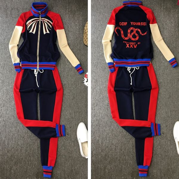 women's two piece pants designer wind sportswear set female coral snake print color matching autumn leisure fashion two-piece set europ, White
women's two piece pants designer wind sportswear set female coral snake print color matching autumn leisure fashion two-piece set europ, White