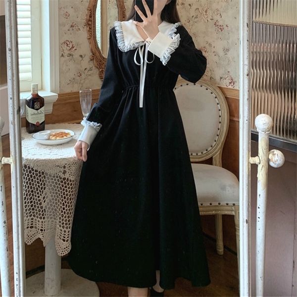 vintage dres sweet lace peter pan collar french elegant long sleeve lace-up fairy korean autumn chic 220330, Black;gray
vintage dres sweet lace peter pan collar french elegant long sleeve lace-up fairy korean autumn chic 220330, Black;gray