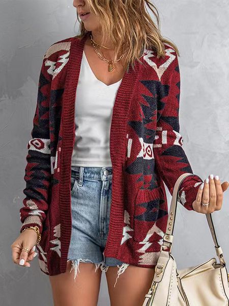 2022 autumn winter geometric print casual cardigan women elegant long sleeve pocket loose sweater korean fashion cardigans, White;black
2022 autumn winter geometric print casual cardigan women elegant long sleeve pocket loose sweater korean fashion cardigans, White;black