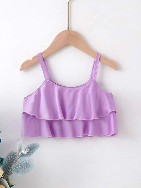 toddler girls layered ruffle hem satin cami she, Blue 
toddler girls layered ruffle hem satin cami she, Blue