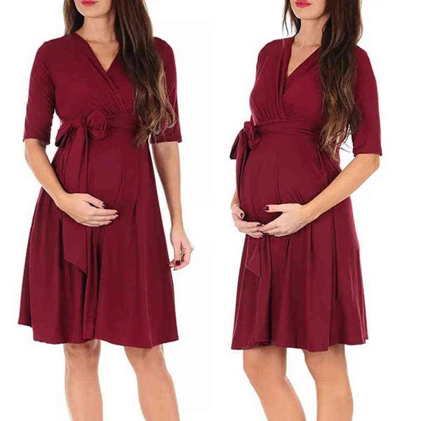 women moms pregnancy nursing dress summer maternity clothes casual simple trend style solid color v neck half sleeve midi desses y220414, Black
women moms pregnancy nursing dress summer maternity clothes casual simple trend style solid color v neck half sleeve midi desses y220414, Black