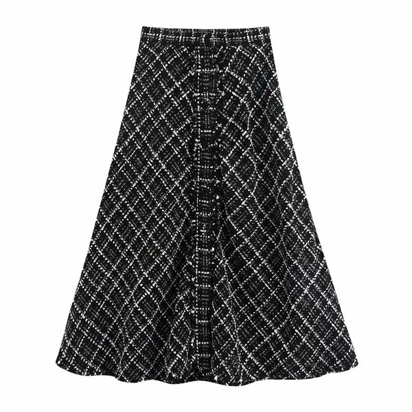 spring womens high waist skirt decorated with metallic yarn burr hem metallic yarn twill soft tweed skirt 094790400 210311, Black
spring womens high waist skirt decorated with metallic yarn burr hem metallic yarn twill soft tweed skirt 094790400 210311, Black