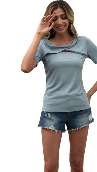 2022 solid color hollow short sleeve slim pullover shirt european and american ken round neck t-shirt jacket female a27t#, White
2022 solid color hollow short sleeve slim pullover shirt european and american ken round neck t-shirt jacket female a27t#, White