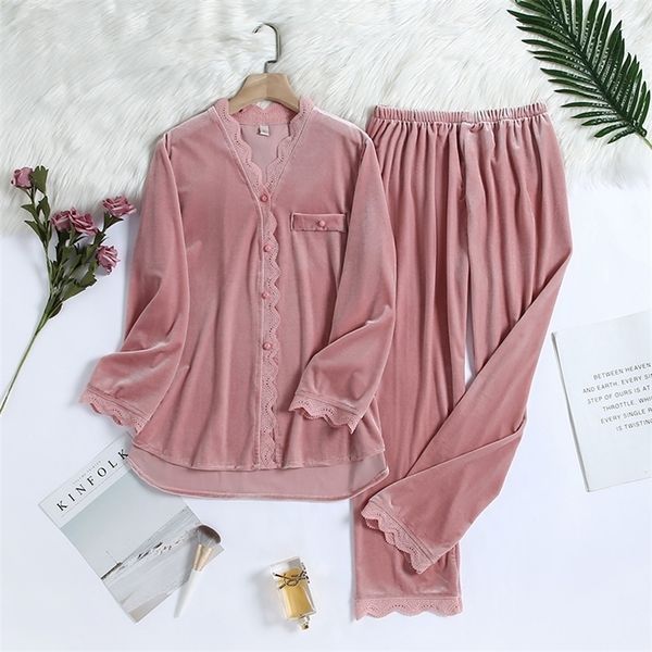 pyjamas women winter velvet pajama set lace sleepwear pjs ladies long sleeve shirts+pants pijama nightwear velour home suit 220427, Black;red
pyjamas women winter velvet pajama set lace sleepwear pjs ladies long sleeve shirts+pants pijama nightwear velour home suit 220427, Black;red