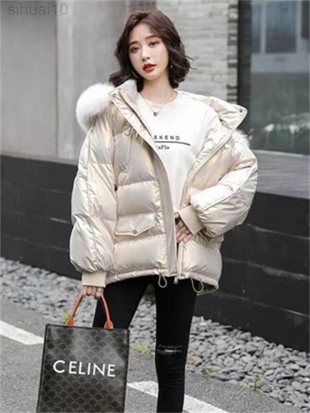 winter coat women white duck down jackets glossy short loose wash fur hooded parkas 2022 new fashion clothing l220730, Black
winter coat women white duck down jackets glossy short loose wash fur hooded parkas 2022 new fashion clothing l220730, Black