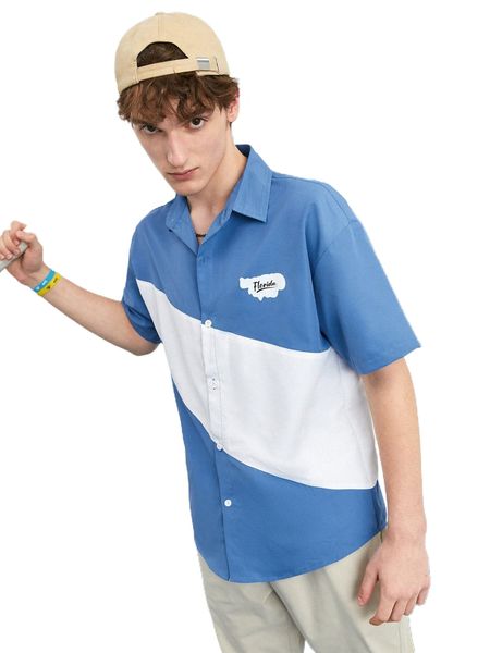 men letter graphic two tone drop shoulder shirt n0dt#, White;black
men letter graphic two tone drop shoulder shirt n0dt#, White;black