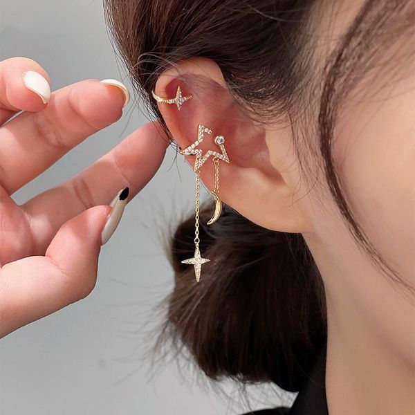 clip-on & screw back korean design fashion jewelry exquisite zircon star moon ear bone clip elegant women's daily work accessories, Silver
clip-on & screw back korean design fashion jewelry exquisite zircon star moon ear bone clip elegant women's daily work accessories, Silver