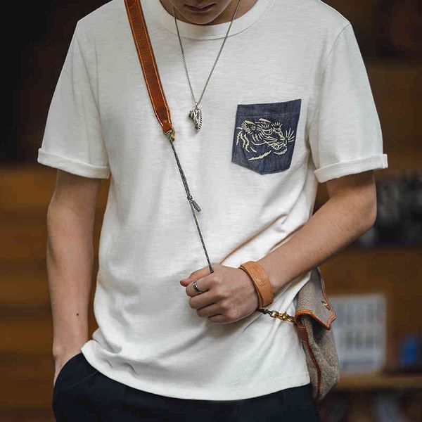 men's t-shirts madden work clothes american ukiyo tiger head embroidery t-shirt three needle tannin stitching pocket short sleeve men g, White;black
men's t-shirts madden work clothes american ukiyo tiger head embroidery t-shirt three needle tannin stitching pocket short sleeve men g, White;black