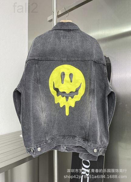 women's leather & faux designer bajia 2021ss early autumn new trendy brand washed old denim jacket with smiling face printing for men a, Black
women's leather & faux designer bajia 2021ss early autumn new trendy brand washed old denim jacket with smiling face printing for men a, Black