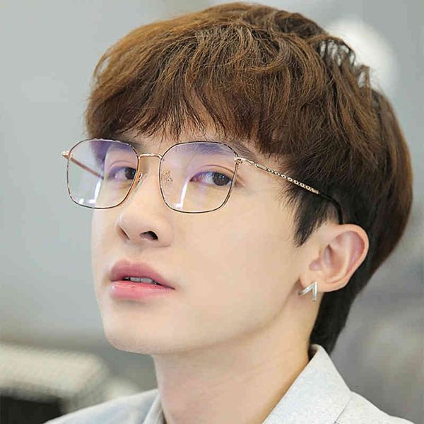 sunglasses metal square spectacle frame men's and women's same anti blue light glasses flat lens myopia, White;black
sunglasses metal square spectacle frame men's and women's same anti blue light glasses flat lens myopia, White;black