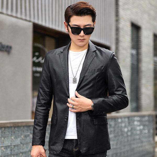 men leather suit jacket slim fit short coat mens fashion leather streetwear casual blazer jackets male outerwear young man, Black
men leather suit jacket slim fit short coat mens fashion leather streetwear casual blazer jackets male outerwear young man, Black