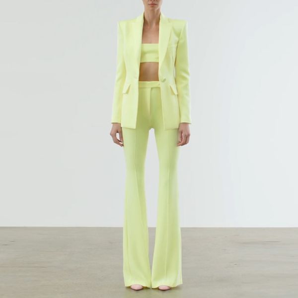 women's two piece pants runway banquet wedding fashionista cocktail party designer suit set single button blazer flare pants suit t081, White
women's two piece pants runway banquet wedding fashionista cocktail party designer suit set single button blazer flare pants suit t081, White